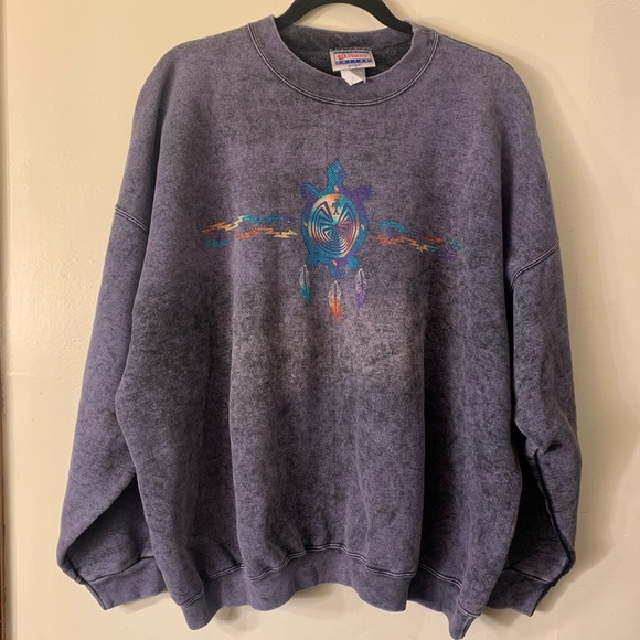 Tops | Vintage Sweatshirt Tribal Aztec Turtle Print | Poshmark